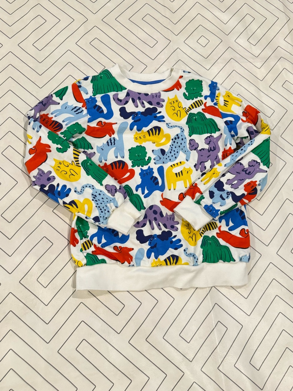 Mini Boden Multicolor Animal Print Crewneck Sweatshirt
